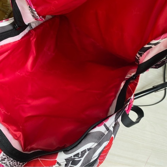 Vera Bradley Large Essential Canvas Backpack in red pink black floral bursts - Picture 9 of 9